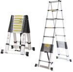 MXM Összecsukható dupla teleszkópos létra - 5, 4m+5, 4m, alumínium