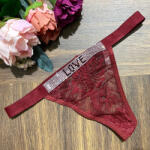 INEZ szexi csipkés Y-tanga strasszköves „LOVE felirattal - több színben (10035)