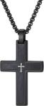 HARAHU Lanț bărbătesc cu cruce VQ-38806 - Negru / Argintiu / 60cm KP38806
