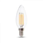 V-TAC Átlátszó LED izzó filament COG E14 C35 4W 3000K gyertya - 214301 (214301)
