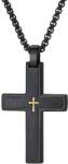 HARAHU Lanț bărbătesc cu cruce VQ-38807 - Negru / Aurie / 60cm KP38807