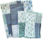  Krepp Párnahuzat Szett - 4db-os / Zöld - Szürke Patchwork mintával - 52sz