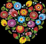 POL-MAK Virág Folk Heart Black szalvéta 20 db-os 33x33 cm (PKK058545)