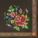 POL-MAK Hímzés Roses Mountain Black szalvéta 20 db-os 33x33 cm (PKK057890)
