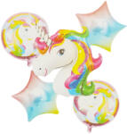  5 darabos fólia lufi szett - Unikornis - Szivárvány