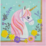  16 darabos papír szalvéta - Unikornis virágokkal