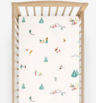 Goldea gyermek körgumis pamut lepedő kiságyba - téli örömök 70 x 140 cm