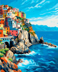 Alkotásutca Tengeri város - Számfestő készlet kereten 40x50