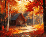Alkotásutca Őszi erdei ház - Számfestő készlet kereten 40x50