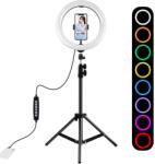 Puluz 1.1m állvány RGBW LED világítással 26cm vlog / stream / okostelefon PKT3044 (PKT3044)