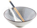 Ibili Set servire Ramen Ibili, 3 piese, portelan bambus, 21x8.5cm. 1.15 l, alb negru (IB-693410) Castron