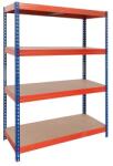 Hobby Raft metalic depozitare, 192 x 100 x 50 cm, albastru/portocaliu, 4 polite, 300 kg/polita (hobded1082967) Raft