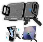 Techsuit Car Holder Techsuit ModoDock (SW1) vezeték nélküli töltéssel - 360°-os forgás, Kettős motor intelligens érzékelés, 15W - Fekete