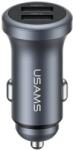 USAMS CC320 Aluminium 2.4A 2xUSB-A autós töltő szürke