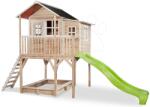 EXIT Toys Căsuță din cedru pe piloni Loft 750 Natural Exit Toys mare cu acoperiș impermeabil nisipar și tobogan 2, 28 m bej (ET50082100) Casuta pentru copii