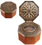  Kardán tengeri sárgaréz iránytű fadobozban - reprodukció - H43