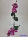  Orchidea gumis levéllel 32cm - Sötét rózsaszín