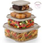köken Set 4 recipient de depozitare alimente Koken, organizare ușoară, etanșe, cutie cu capac, plastic fără BPA, rezistent la rece, 0.2L, 0.53L, 1.1L, 2.2L Transparent/Bej