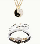  Arany Színű (17) Tűzzománc Jin Jang Páros Nyaklánc Karkötő Szett