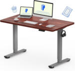 FlexiSpot E1 Pro Kétmotoros elektromos íróasztal, szürke&mahagóni - állítható magasság (70-120 cm), 100 kg Teherbírás, Memóriagombokkal (E1PRO-SMA)