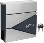SONGMICS Zárható postaláda újságtartóval, falra, kerítésre szerelhető, ezüst és antracit szürke (GMB51AS)