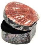 R. M. ékszer Kagyló alakú ékszertartó doboz barna kézműves ajándékdoboz 5-6×6 cm (026023)