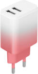 Setty töltő 2x USB 18W LSIG-AA-20 fehér-rózsaszín átmenetes