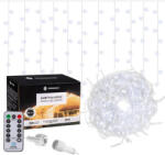 SPRINGOS Fényfüggöny távirányítóval, 500 LED, füzér, 20m, hideg fehér (CL0504)