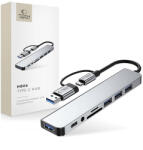 Tech-Protect HB06 HUB Adapter 8in1 TYPE-C + USB2.0 + USB3.0 + SD/TF + AV3.5 - szürke