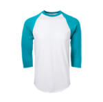 SOFFE Felnőtt baseball póló, 3/4 hosszú ujjú, óceánkék S kék|zöld