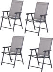 OUTSUNNY 4 darabos összecsukható kültéri szék szett acélból és textilénből szürke