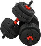 HOMCOM 2 db-os súlyzókészlet, átalakítható rúddal, 25 kg, 12 súlytárcsával 25 KG fekete
