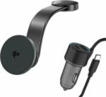 4smarts Indukciós Autós Töltő 15W + Autós Szivargyújtó Töltő 1xUSB és 1x Type-C Csatlakozással és Type-C Kábellel - Szürke (540988) (540988)