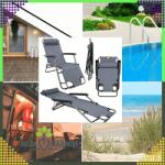  2 az 1-ben összecsukható kerti napozószék, 155 x 93 x 60, 5 cm, szürke (REALB2B-13003)