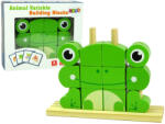  Kreatív Térbeli Fa Tégla 3D Béka Puzzle 10143