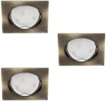 Kanlux TRIBIS II L AB Süllyesztett lámpatest szett fényforrással, TRIBIS 3XGU10, 3x max 10W, 82x82mm, IP20, patinált réz (23843) (23843)