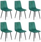 Chairs ON Set 6 scaune de bucătărie din catifea BUC 208 Verde