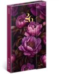  5413-PF Reálszisztéma Heti beosztású, mágnessel záródó határidőnapló, 12, 5 x 20, 8 cm Purple Flowers (2026) (5413-PF)