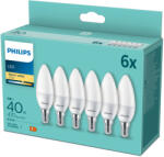 Philips 6x LED izzó E14 gyertya B35 4, 9 W = 40 W 470 lm 2700 K Meleg Essential Philips (8719514313446)