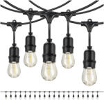 Kobi Kültéri kerti füzér fényfüzér 500lm 2700K Meleg fehér 20x E27 fekete IP44 20m Baja Kobi (KOBOGR1248)