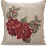 Eurofirany Gobelin karácsonyi párnahuzat fényes fonallal Natúr/piros 45x45 cm +/-5%
