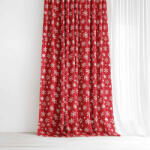 Goldea valencia karácsonyi drapéria - fehér pelyhek piros alapon 220x135 cm