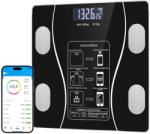 Edman Cantar inteligent Edman, Conexiune Bluetooth, Intervalul de cantarire 0.2-180 kg, Detectarea temperaturii, Sticla securizata, Negru Cantar baie
