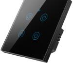 HomeVast Intrerupator inteligent cu contact tactil, HomeVast®, cu protocol WiFi, compatibil Tuya/Smart life, cu sau fara nul, 4 canale, negru (DS-101JL-4-B-O)