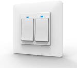 HomeVast Intrerupator inteligent cu buton, HomeVast®, 2 canale, cu protocol WiFi, compatibil Tuya/Smartlife (ES-WPS-2)