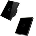 HomeVast Set HomeVast®, format din intrerupator inteligent, cu protocol WiFi+RF, compatibil Tuya/Smart life cu contact tactil, fara nul, 1 canal, negru - Model (SM-WIFI601-B-SM-R601-B)