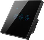 HomeVast Intrerupator inteligent cu contact tactil, HomeVast®, cu protocol WiFi, compatibil Tuya/Smart life, cu sau fara nul, 3 canale, negru (DS-101JL-3-B-O)