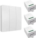 HomeVast Kit intrerupator cinetic, RF433, 3 canale, alb + 3 receivere inteligente, cu protocol WiFi+RF, compatibil Tuya/Smart life, on/off - Model ES-KS03 + 3 (ES-KS03-3xES-WFS06)