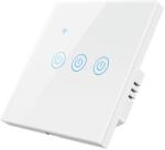 HomeVast Intrerupator inteligent cu contact tactil, HomeVast®, cu protocol WiFi, compatibil Tuya/Smart life, cu sau fara nul, 3 canale, alb (DS-101JL-3-W-O)