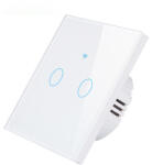 HomeVast Intrerupator inteligent cu contact tactil, cu protocol WiFi+RF, compatibil Tuya/Smart life, fara nul, 2 canale, alb - Model SM-WIFI602-W (SM-WIFI602-W)